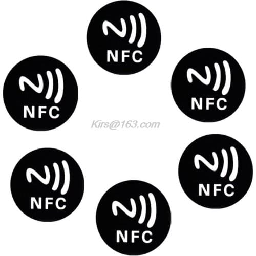 6PCS Black Universal Anti Metal Sticker NFC Ntag213 Tags NTAG 213 Metallic Label Badges Token for Smart Mobile Phones