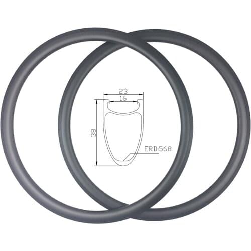 700C 38mm road bicycle clincher carbon rims inner width 16mm V-brake basalt surface track carbon rim UD 3K Twill 12K road bike