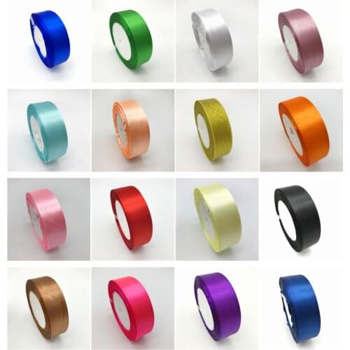 1" 25mm Wide) 25yards/Roll Silk Satin Ribbon Polyester Ribbon DIY Bow Craft Decor Wedding Christmas Party Decoration