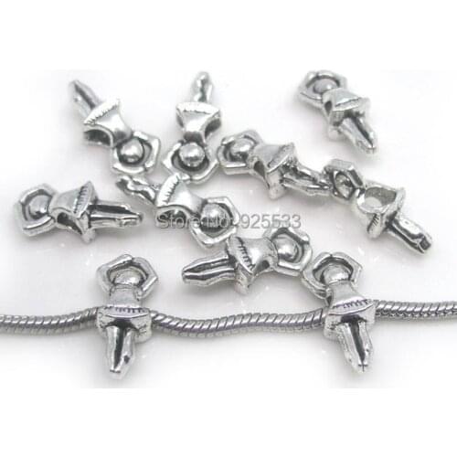 Free shipping 25pcs/lot 23x10.5mm silver plated alloy girl beads big hole charms fit European DIY bracelet jewelry DIY