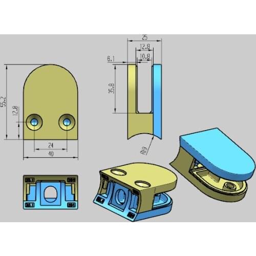 Freeshipping B201 Rounded "D" Shape Glass Clamp For Round Newel Post