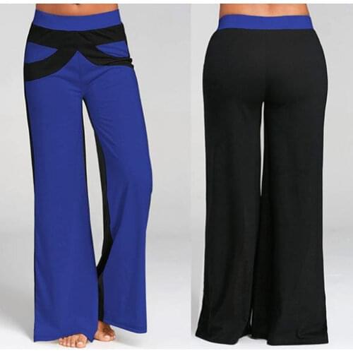 Patchwork Boot Cut Pant High Waist Elastic Wide Leg Pants Fitness Loose Running Dancing Yoga Pant Sport Workout Streetwear