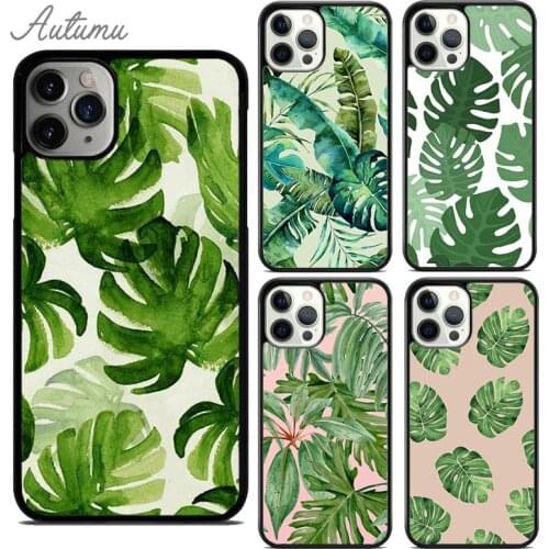 Green Monstera Leaf Phone Case for iPhone 11 12 Pro Max mini X XR XS SE 2020 5 6S 7 8 Plus Samsung Galaxy S8 S9 S10 Cover shell