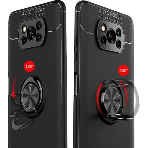 Metal Ring Holder Mobile Phone Case for Xiaomi POCO X3 NFC /POCO M3/poco X3 GT 5G/Poco C3 Car Magnetic Protection Back Cover