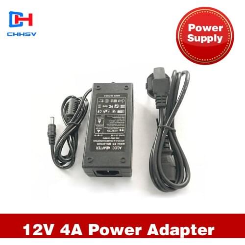 CHHSV 12V 4A Power supply for led strip EU/US/UK/AU adapter for AC110-220V to DC12V options plug transformer