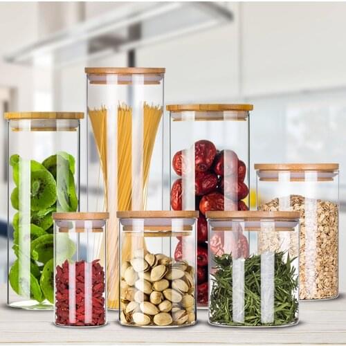 2/3 Pcs Large Capacity Grain Storage Tank Transparent Glass Bottle With Lid Sealed Tea Pot Coffee Beans Storage Food Can Box