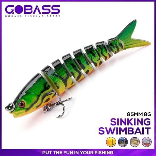 GOBASS Wobblers Jointed Fishing Lure 2020 Saltwater Fishing Bait Artificial 85mm 8g Sinking Swimbait Trolling Pike Hard Jerkbait