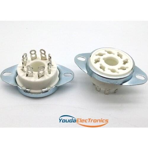 2pcs GZC8-1-A Silver plated 8pin ceramic Vacuum tube socket for KT88 6550 EL34 6SN7
