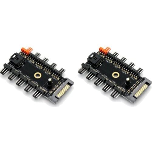 2 Pieces of 1 to 10Pc Cooling Fan Hub Splitter Pwm Sata 12V Power Supply Speed Controller Suitable for Bitcoin Mining