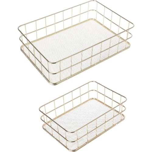 Modern Metal Storage Basket Wire Mesh Crate Container Kitchen Office Bathroom Shelves Makeup Desk Organizer AXYC