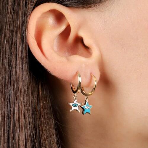 Rocking Star Gold Earring Enamel 14-Carat Two-Sided Handy Custom Craftsmanship Gift Gold Earrings Design On Special occasions