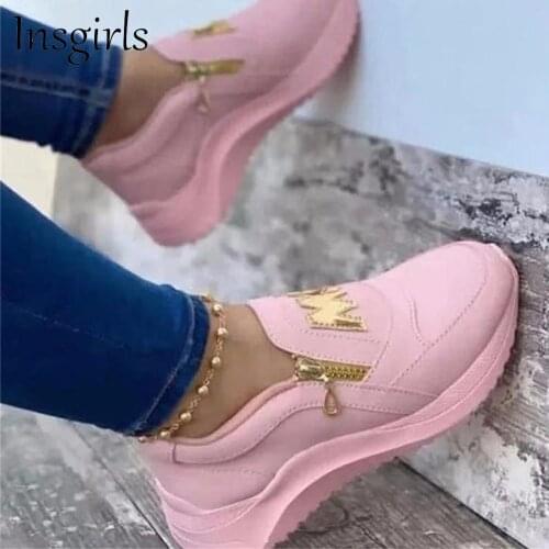 Women Spring Shoes New Arrival Artificial PU Side Zipper Ladies Comfortable Casual Loafers Outdoor Sport Female Trendy Sneakers