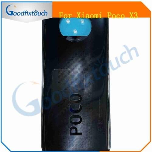 For Xiaomi Poco X3 NFC Battery Cover Back Glass Rear Door Housing Case POCO X3 Back Panel PocoX3 Battery Cover With Adhesive