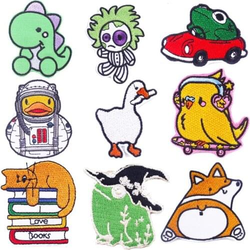 Cartoon Animal DIY Embroidered Patches For Clothing Iron On Patch On Clothes Custom Cute Duck Badge Stickers Patches For Clothes