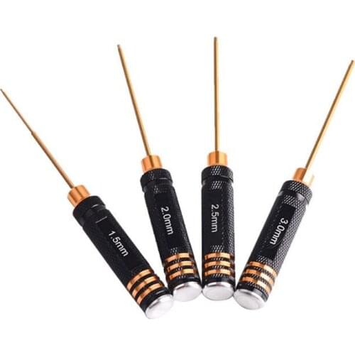 RC Tools 4 pcs hex screw driver set titanium plating hardened 1.5 2.0 2.5 3.0mm screwdriver For Rc helicopter Rc toys (1 set)