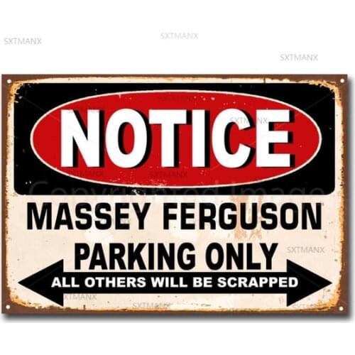 Notice Massey Ferguson Parking Only Vintage Retro Tin Sign Metal Sign Metal Poster Metal Decor Wall Decor Posters