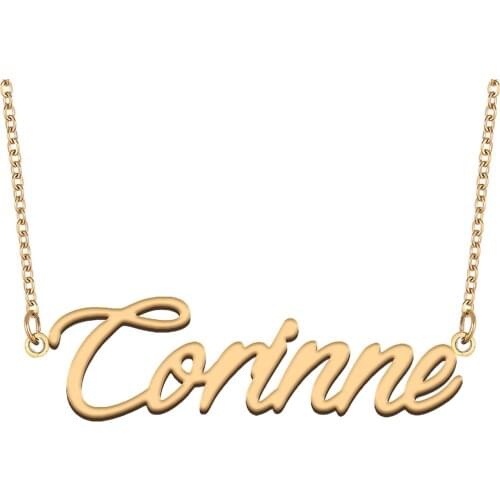 Corinne Name Necklace for Women Stainless Steel Jewelry 18k Gold Plated Nameplate Pendant Femme Mother Girlfriend Gift