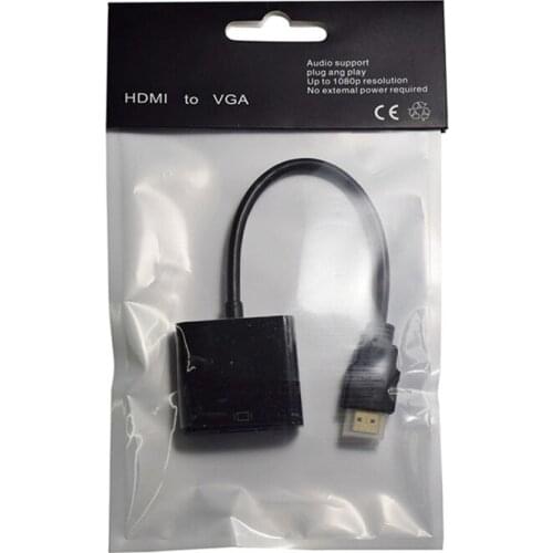 For HDMI to VGA Converter with Audio Cable HDMI2VGA Adapter Adaptor for PC Computer to 1080P HDTV Monitor Display 10pcs/lot