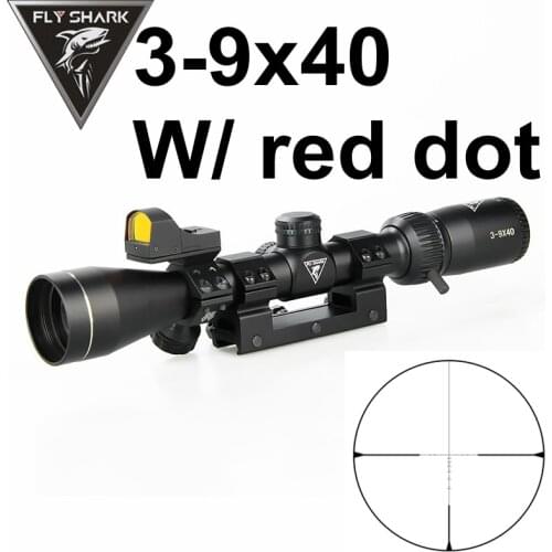 Fly Shark Rifle Scope Tactical 3x-9x40 Rifle Scope 1 inch Tube Black with Red Dot Sight Holographic For Outdoor Hunting gs1-0402