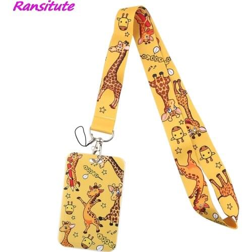 Ransitute R1751 Animal Giraffe Bank Credit Card Holder Wallet Bus ID Name Work Card Holder For Student Card Cover Business Card