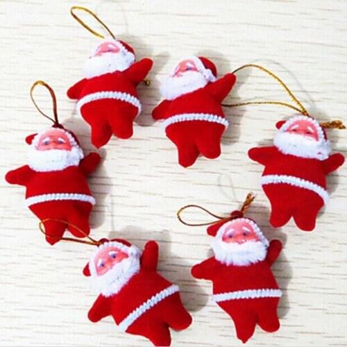 Merry Christmas Present 6PCS Mixed Santa Claus Dolls Xmas Pentants Mini Christmas Tree Decorations For Home New Year Party Gifts