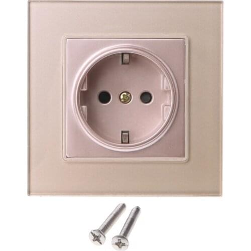 1Pc 16A EU Standard 86 Type Wall Power Socket Glass Charger Adapter Panel 110V-250V W715