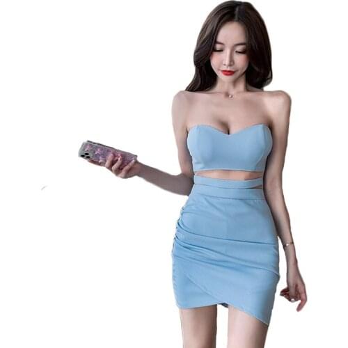 Sexy Dress For Women 2021 New Solid Color Temperament Open Back Wrapped Chest Tight Dresses Female LR1095