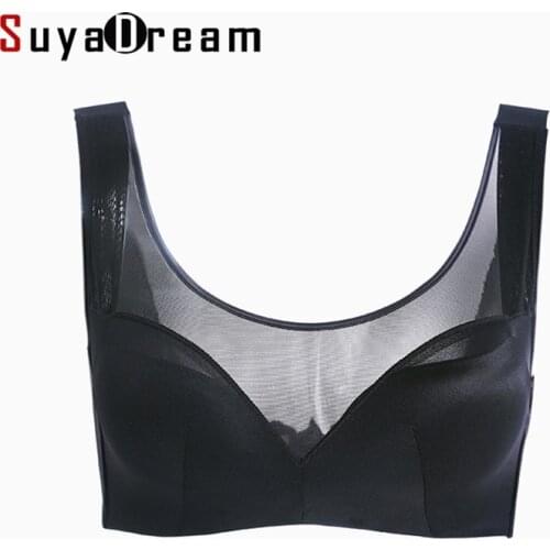 SuyaDream Basic Women Bras 100%Silk Lining Wire Free 3/4 Cups Sexy Bra 2019 New