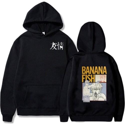 Banana Fish Friendship Letter Print Hoodies Sweatshirt Men / Women Oversized Winter Warm Casual Streetwear Men Fashion Hoodies