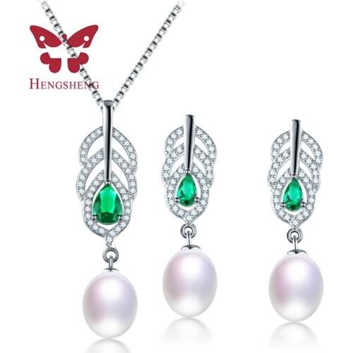 Amazing Price Beautiful AAAA Natural Pearl Jewelry Set With 9-10mm High Luster Pearl, 925 Sterling Silver Pendant&earrings
