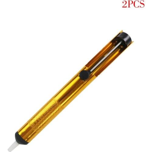 2 PCS all-aluminum alloy tin suction device, golden tin suction pump, tin suction stick, all-aluminum tin suction gun
