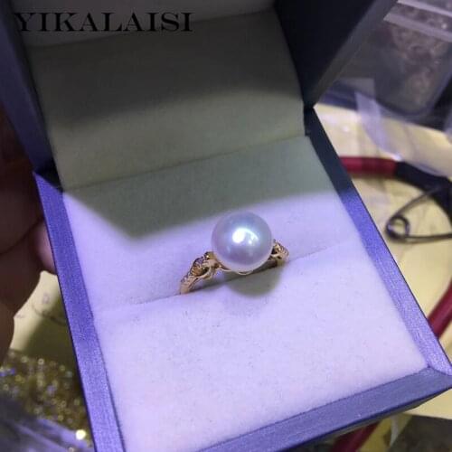 YIKALAISI 925 Sterling Silver Jewelry Pearl Rings 2019 Fine Natural Pearl jewelry 10-11mm Rings For Women wholesale