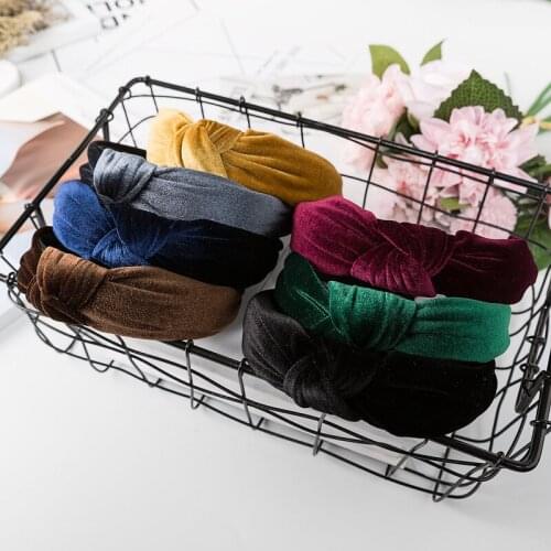 Solid Color Velvet Braid Headband Knotted Cross Hair Accessories Korean Twists Hairband Women and Girls Head Wear Wide Hoop Gift