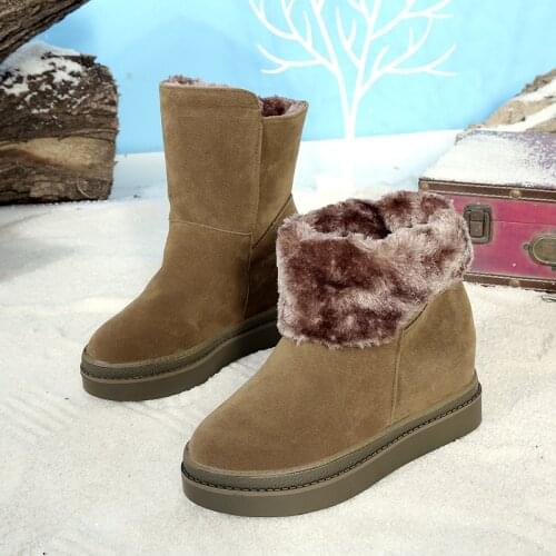 Ankle Boots Women Tumed-over Edge Boots Women Platform New Warm Plush Winter Women Snow Boots Fashion Women U11-33