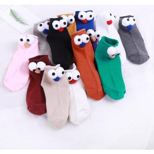 Funny Socks Womens Short Cotton Hot Sale 3D eyes Designer Fashion Amusing Lovely Harajuku kawaii Gift Happy Cute Socks