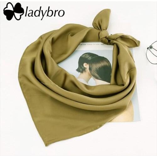 Ladybro Imitation Silk Scarf Women Neckerchief Solid Color Square Scarf Elegant Bandana Head Scarf Classic Kerchief 70*70 cm