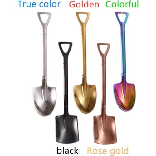 1PC Stainless Steel Spoon Shovel Type Ice Cream Fruit Coffee Stirring Dinner Set Christmas Gift Tableware Retro Cute Cutlery Set