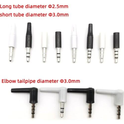 10pcs/lot 3.5mm Stereo Headset Plug Jack Outlet 3 4 Pole 90 degree elbow 3.5 AUX Audio Plug Jack Adaptor Connector Tail 2.5 3mm
