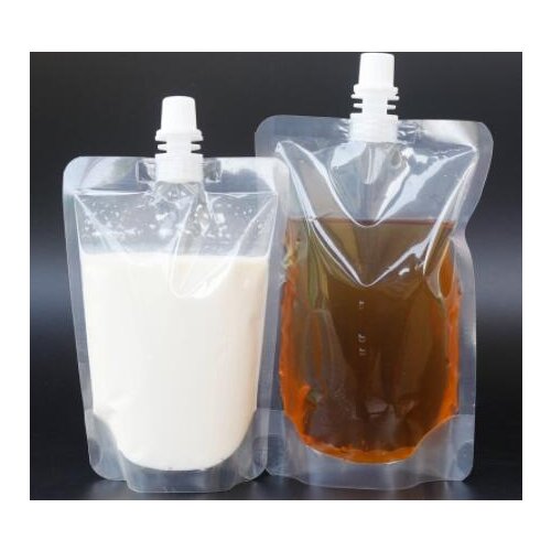 100 Pcs many size Stand-up Plastic Drink Packaging Bag Spout Pouch for Beverage Liquid Juice Milk Coffee drink storage bag