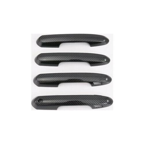 Carbon Fiber Look Smart Key Hole Door Handle Cover 4pcs For Toyota RAV4 19 - 20