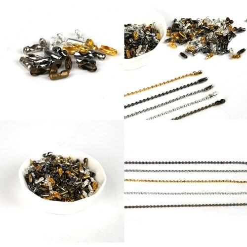 New 200pcs 5m/lot Ball Chain Connectors Clasps Gold/Silver/Black Color Copper Connectors For DIY Jewelry Making Wholesale