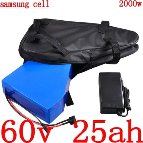 60V 25AH electric bike battery 60V Lithium battery use samsung cell 60V1500W 2000W 2500W electric scooter battery + 5A charger