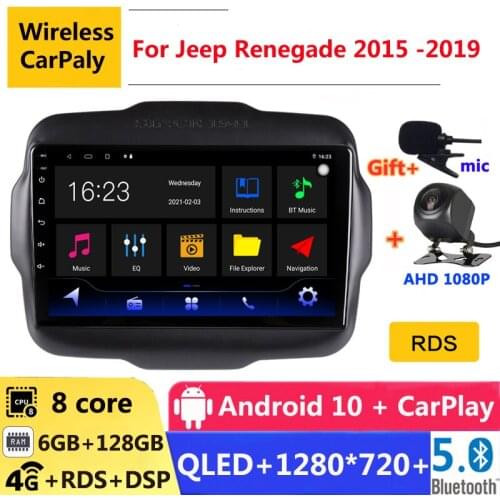 6G RAM 2 din android 10 car radio auto stereo for Jeep Renegade 2015 2016 2017 2018 2019 navigation GPS DVD Multimedia Player