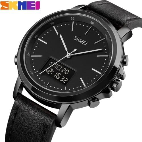 Mens Sports Watches Men Quartz LED Digital Clock Top Brand Luxury Male Fashion Leather Waterproof Military Wrist Watch SKMEI