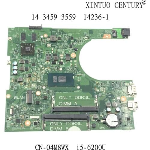For Dell 14 3459 placa-mãe do portátil com CN-04M8WX 04M8WX 4M8WX SR2EY i5-6200U CPU Mainboard 100% test