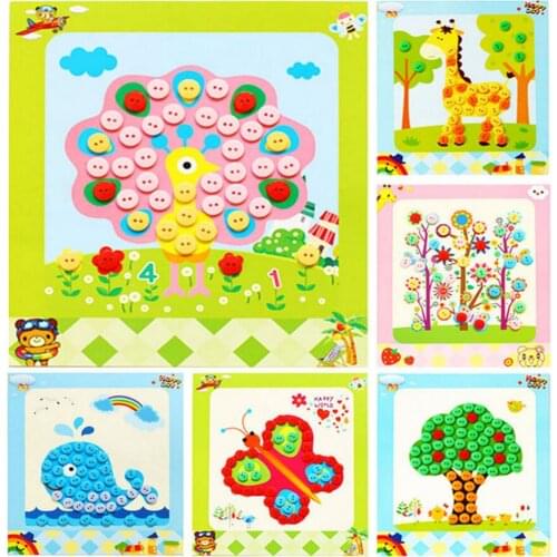 Kids DIY Button Stickers Drawing Toys Funny Game Handmade School Art Class Painting Drawing Craft Kit Children Early Educational