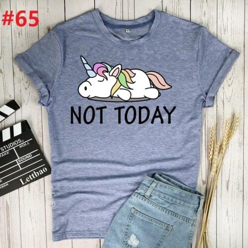 Not Today Lovely Unicorn Kawaii Men Cartoon T-shirt Summer Top Plus Size Unisex Female Tshirt Cartoon Graphic Tees Male Female