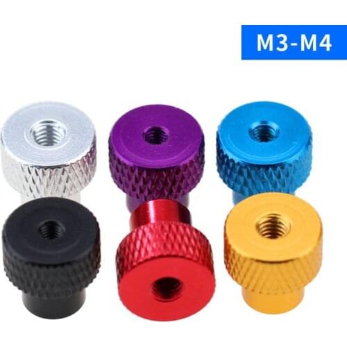 10PCS M3 M4 Aluminum Alloy Knurled Thumb Screws Nuts Through Hole Hand Nuts Multiple Color