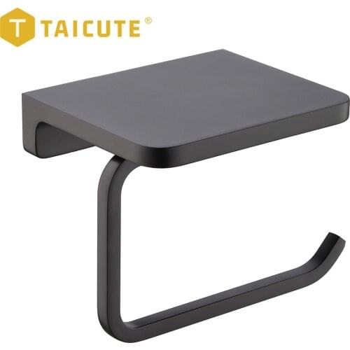 JOYFAN Bathroom Toilet Paper Holder with 120mm Shelf Wall Mount Tissue Roll Phone Holder Black Classic Style Bath Accessories