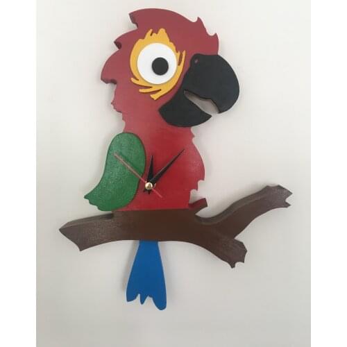 Goodtime Parrot Decorative MDF Clock Wooden Home Decor Pendulum Needles Minimalist Design Art Free Shipping